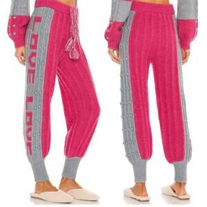 Loveshackfancy Landana Pink Knit Jogger Lounge Sleep Yoga Pants Size XS NWT